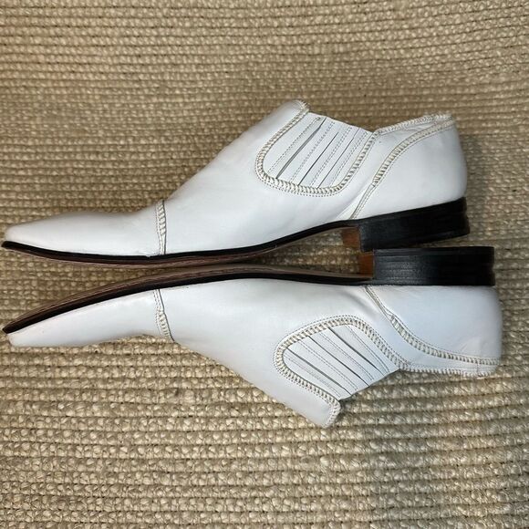 Jo Ghost White Leather Square Toe Dress Shoes Italy Sz 42 US 9 main image 5